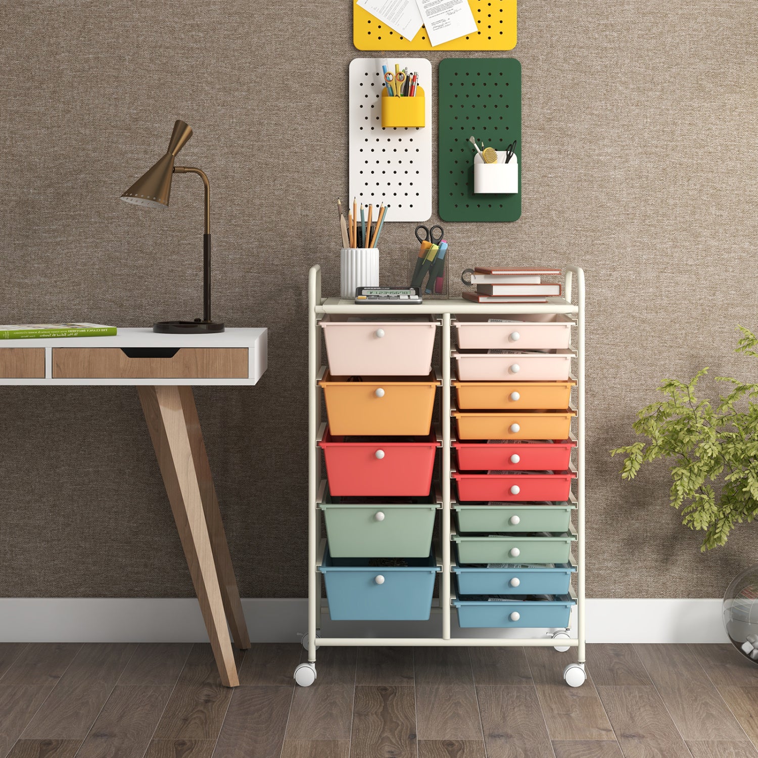 15-Drawer Rolling Organizer Cart, Deep, Multicolor File Cabinets at Gallery Canada