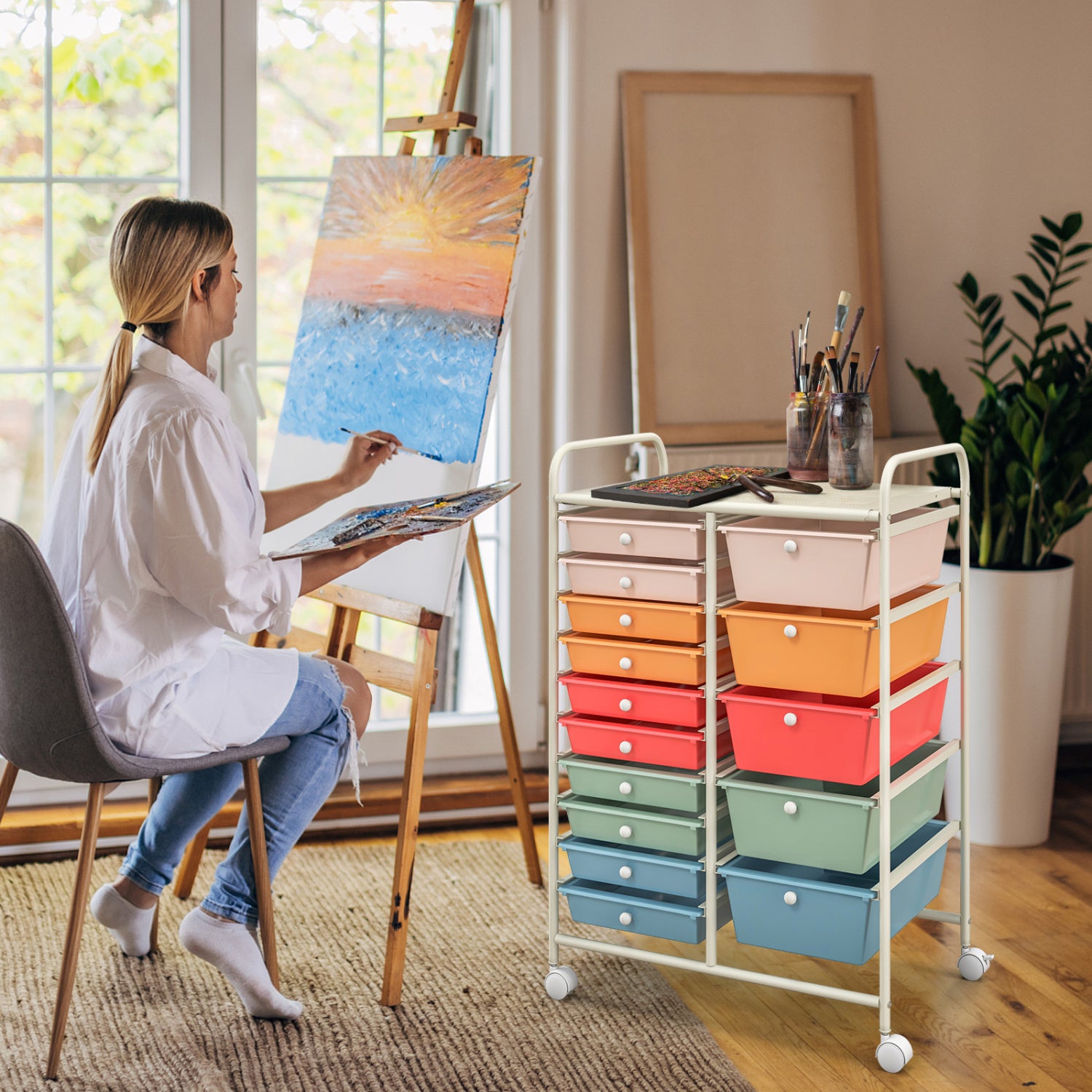 15-Drawer Rolling Organizer Cart, Deep, Multicolor File Cabinets at Gallery Canada