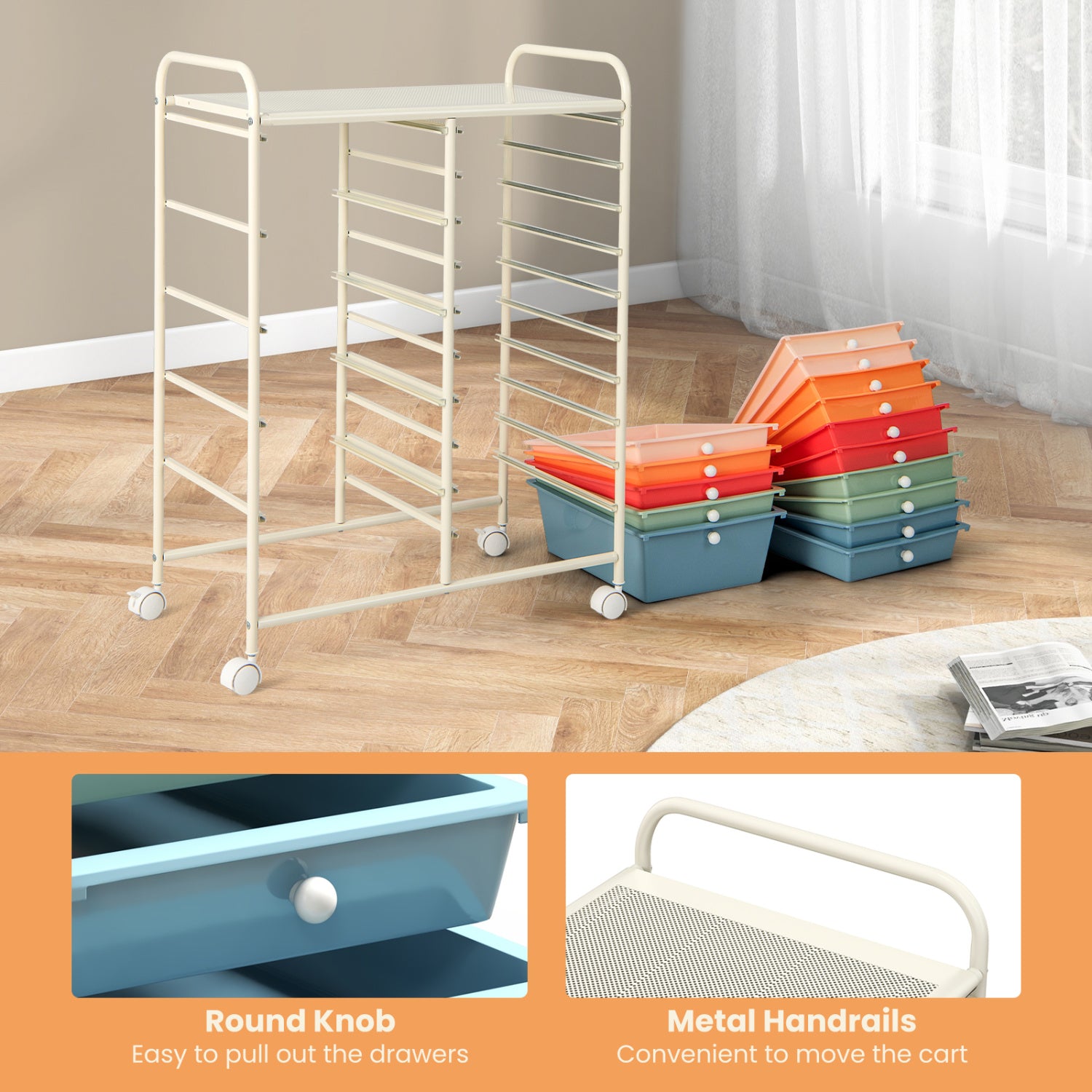 15-Drawer Rolling Organizer Cart, Deep, Multicolor File Cabinets at Gallery Canada