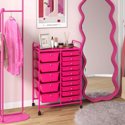 15-Drawer Rolling Organizer Cart, Pink File Cabinets at Gallery Canada