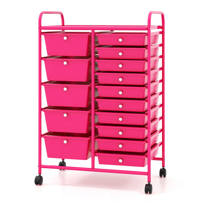 15-Drawer Rolling Organizer Cart, Pink File Cabinets at Gallery Canada