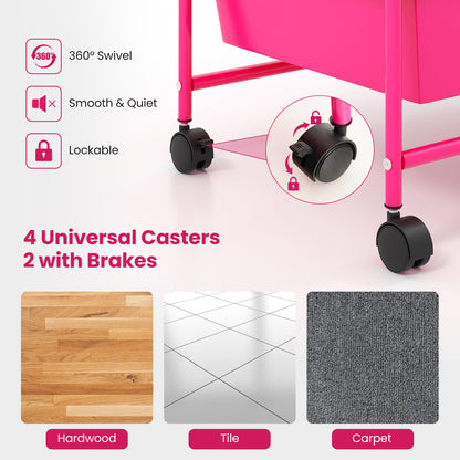 15-Drawer Rolling Organizer Cart, Pink File Cabinets at Gallery Canada