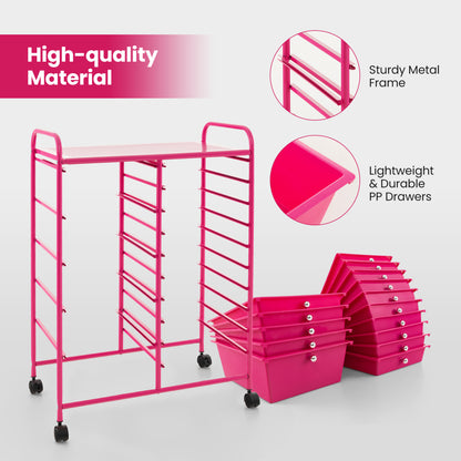 15-Drawer Rolling Organizer Cart, Pink File Cabinets at Gallery Canada