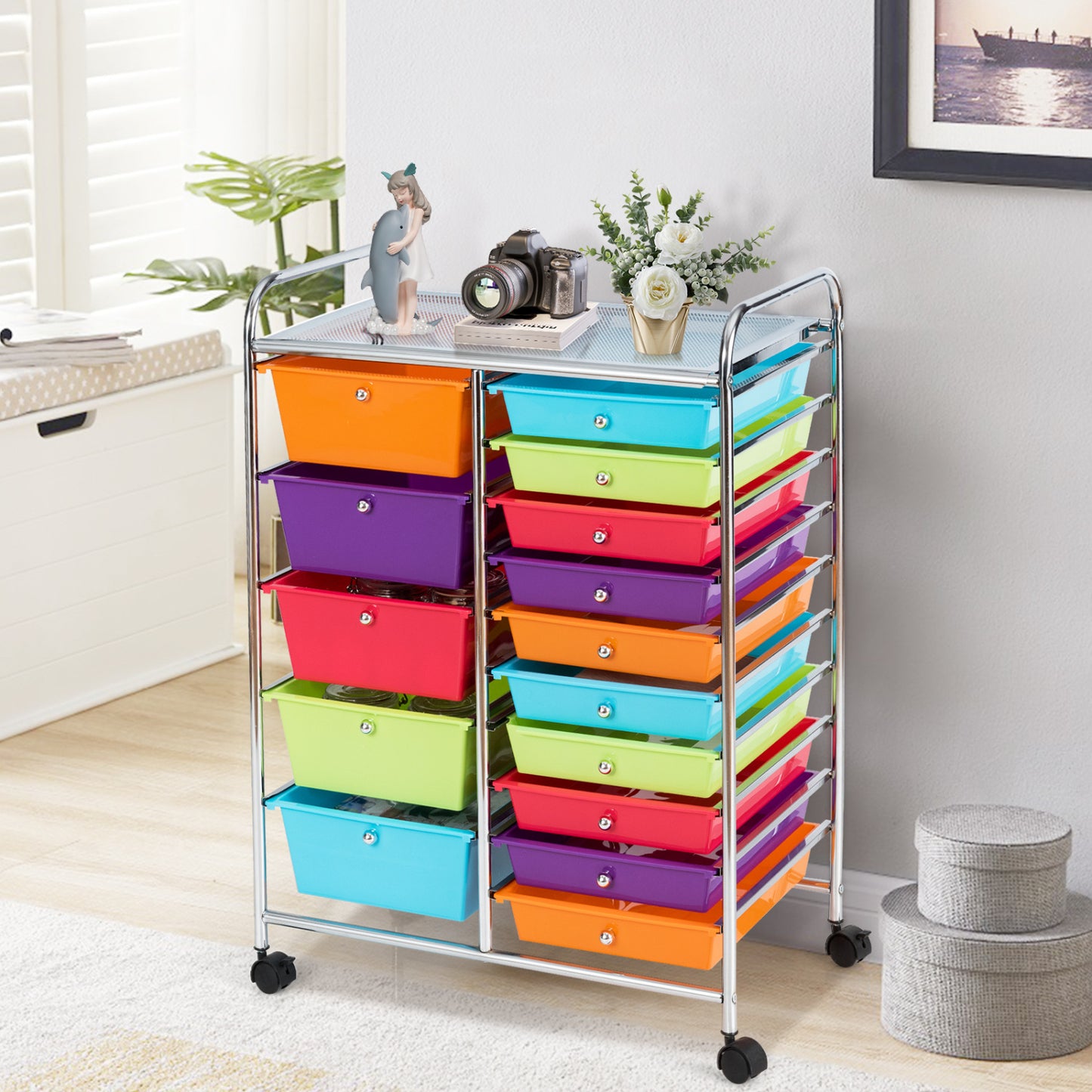 15-Drawer Rolling Organizer Cart, Multicolor File Cabinets at Gallery Canada