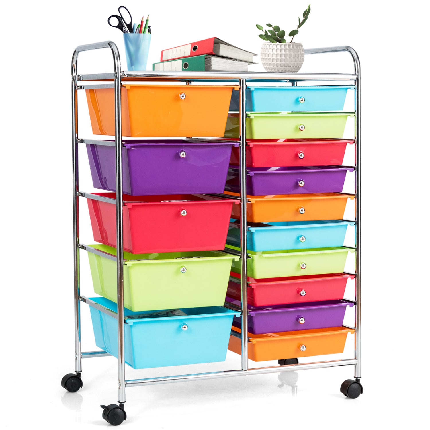 15-Drawer Rolling Organizer Cart, Multicolor File Cabinets at Gallery Canada
