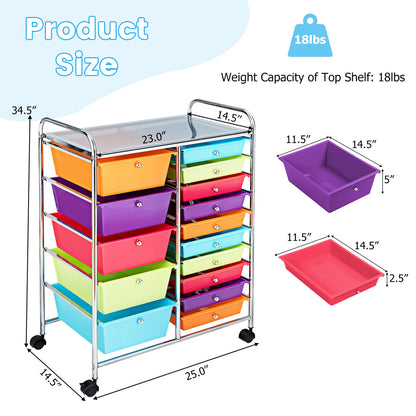 15-Drawer Rolling Organizer Cart, Multicolor File Cabinets at Gallery Canada