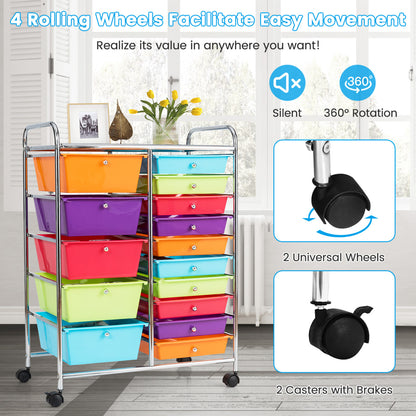15-Drawer Rolling Organizer Cart, Multicolor File Cabinets at Gallery Canada