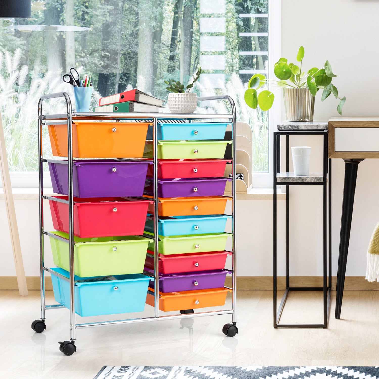 15-Drawer Rolling Organizer Cart, Multicolor File Cabinets at Gallery Canada