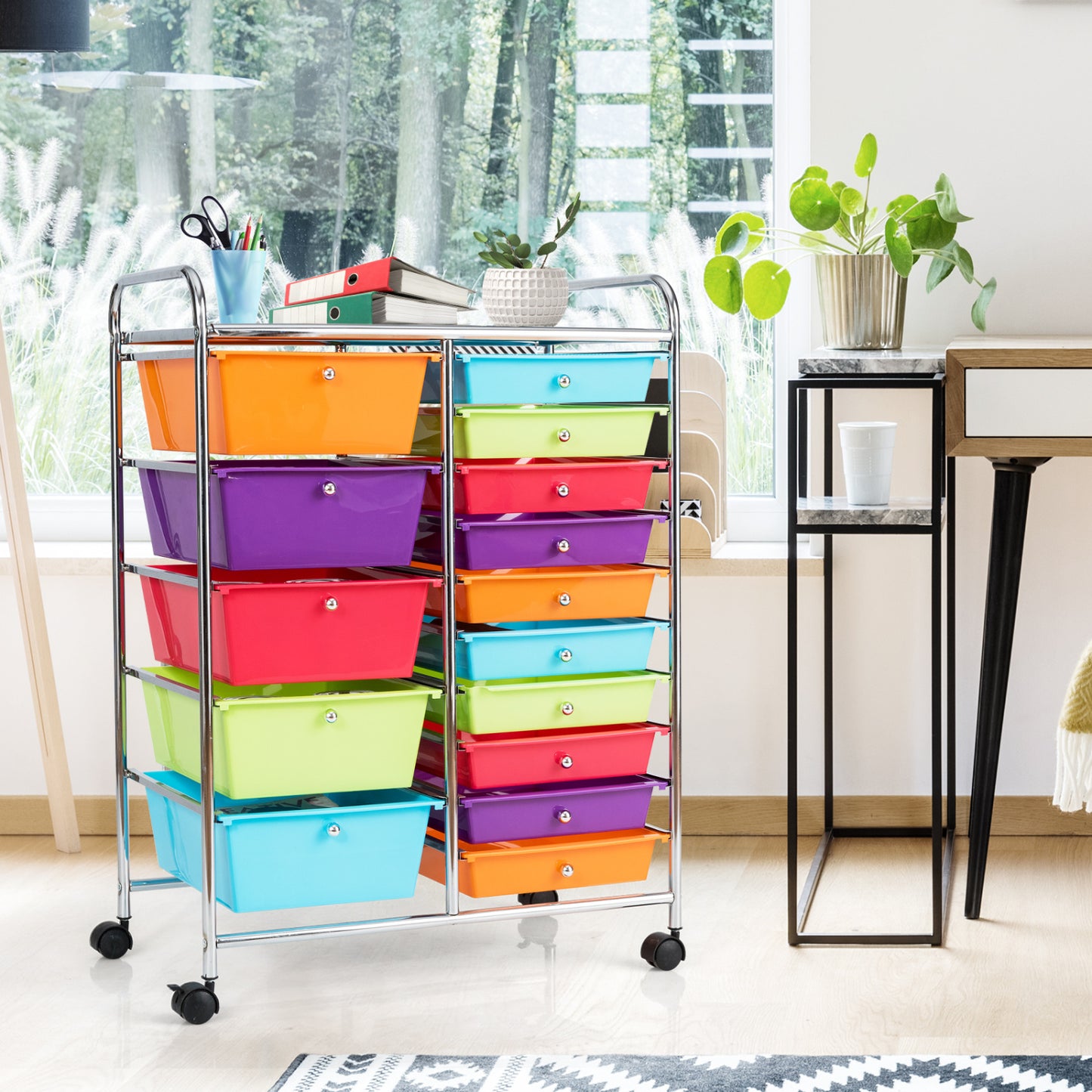 15-Drawer Rolling Organizer Cart, Multicolor File Cabinets at Gallery Canada