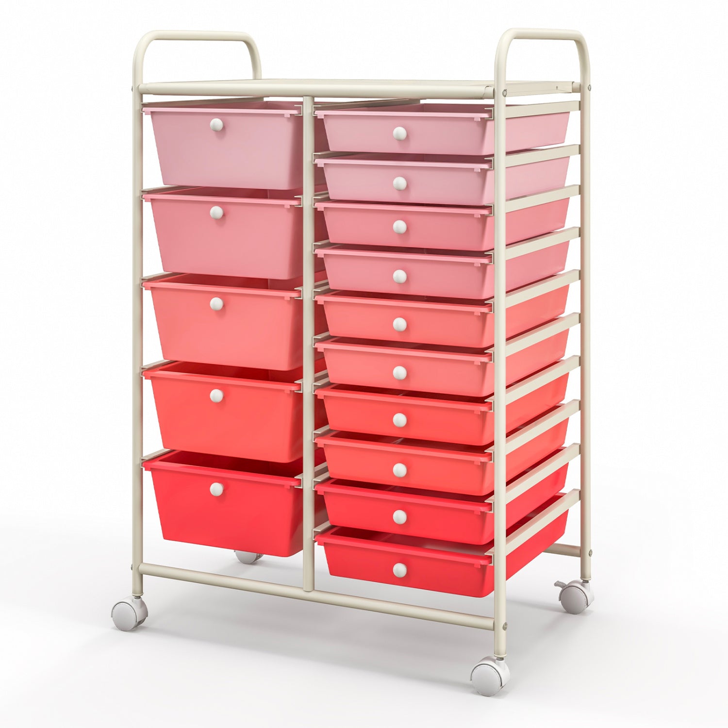 15-Drawer Rolling Organizer Cart, Multi-Use Storage, Gradient, Pink File Cabinets at Gallery Canada