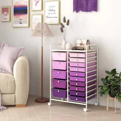15-Drawer Rolling Organizer Cart, Purple File Cabinets at Gallery Canada