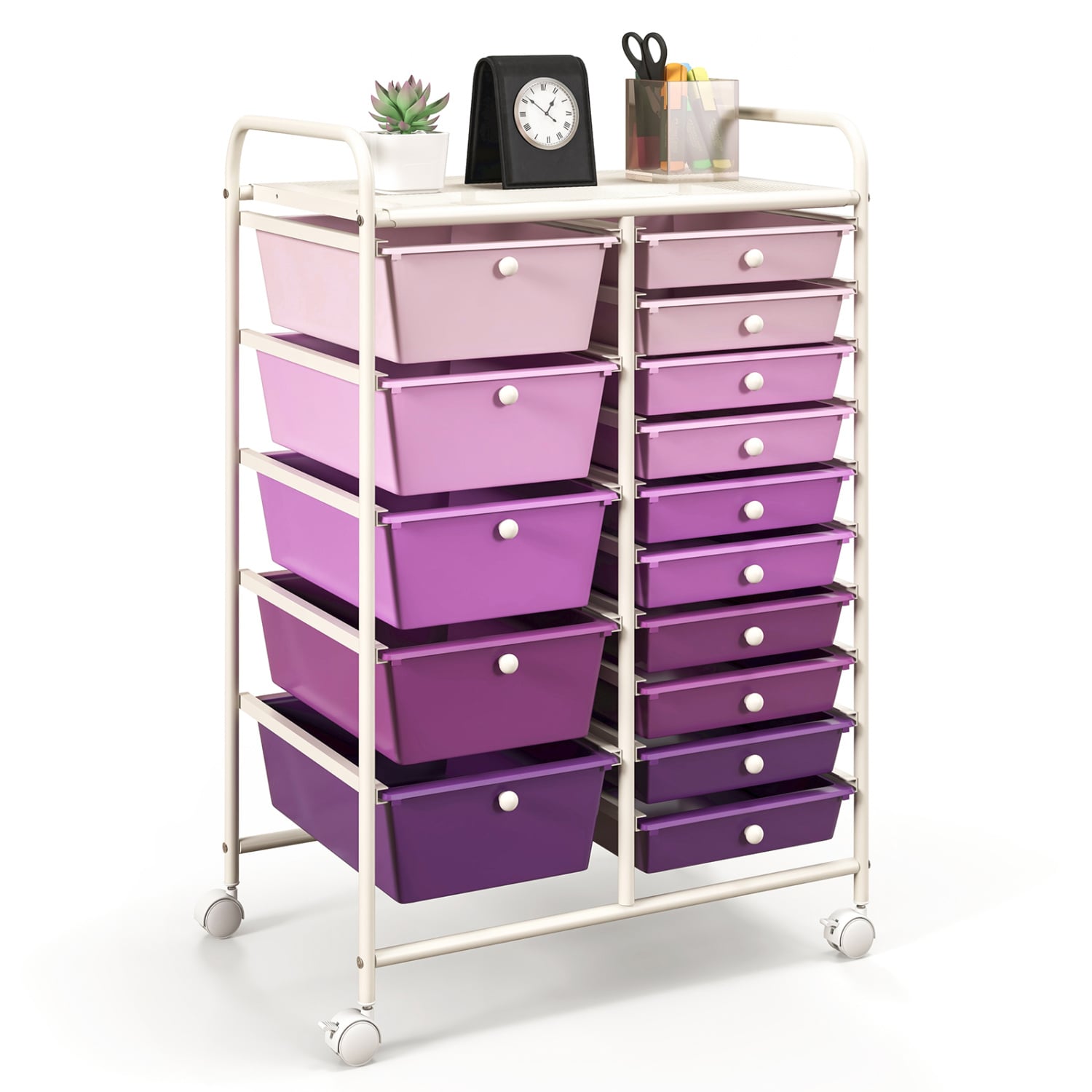 15-Drawer Rolling Organizer Cart, Purple File Cabinets at Gallery Canada
