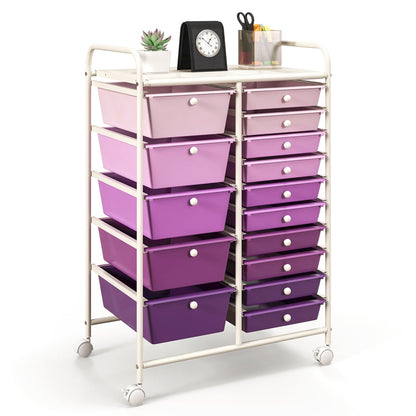 15-Drawer Rolling Organizer Cart, Purple File Cabinets at Gallery Canada