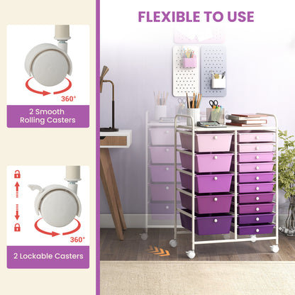 15-Drawer Rolling Organizer Cart, Purple File Cabinets at Gallery Canada