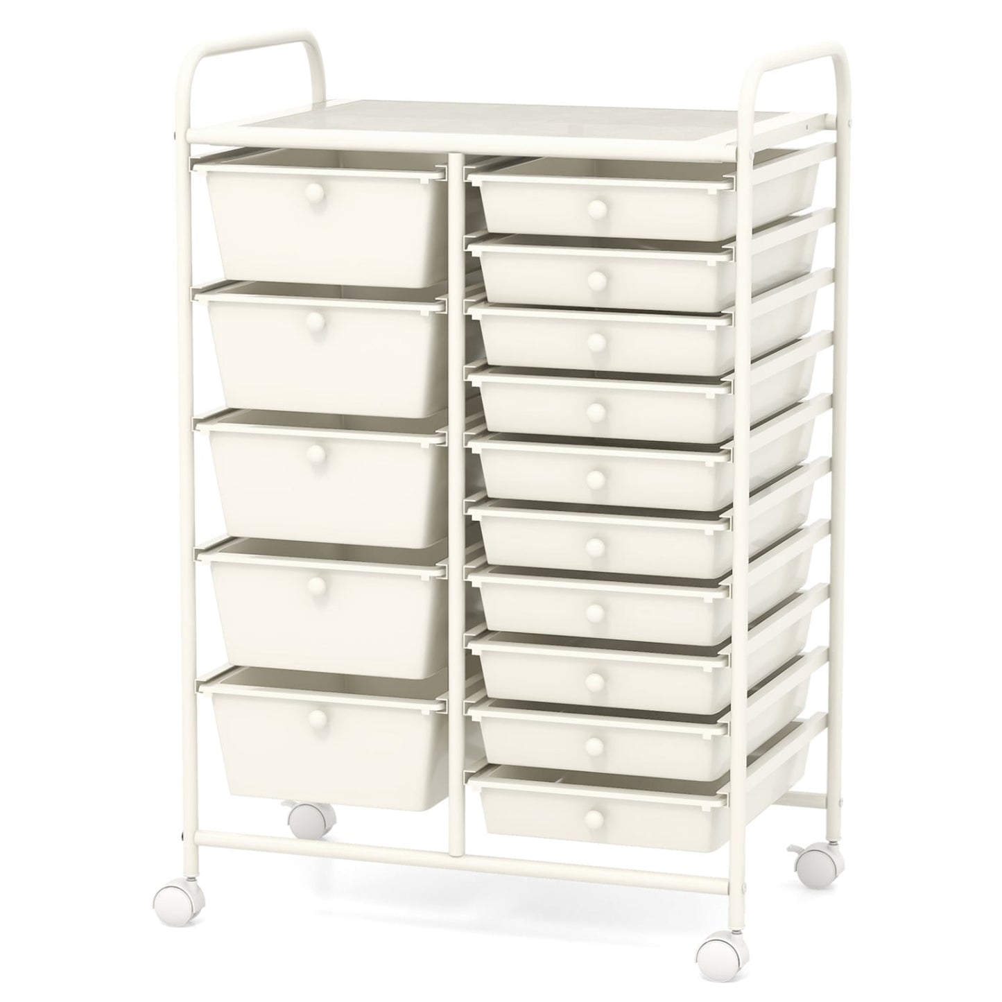 Chariot organisateur roulant à 15 tiroirs, blanc