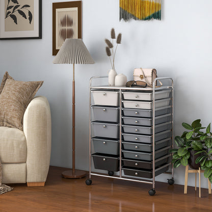 15-Drawer Rolling Organizer Cart, Gradient, Gray File Cabinets at Gallery Canada