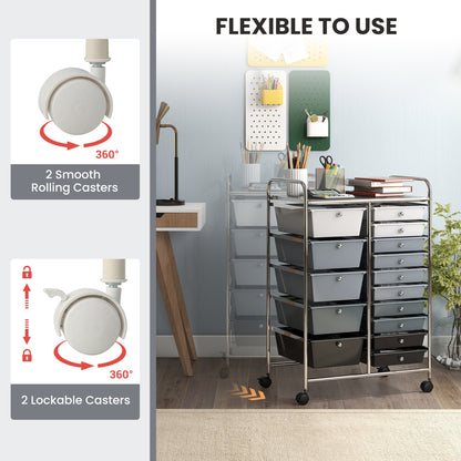 15-Drawer Rolling Organizer Cart, Gradient, Gray File Cabinets at Gallery Canada