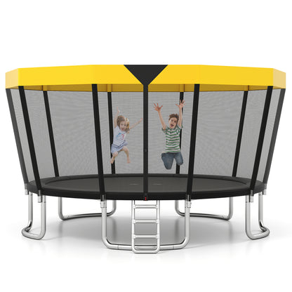 15 FT Outdoor Trampoline ASTM Compliant Recreational Trampoline with Non-Slip Ladder, Yellow Trampolines Yellow at Gallery Canada