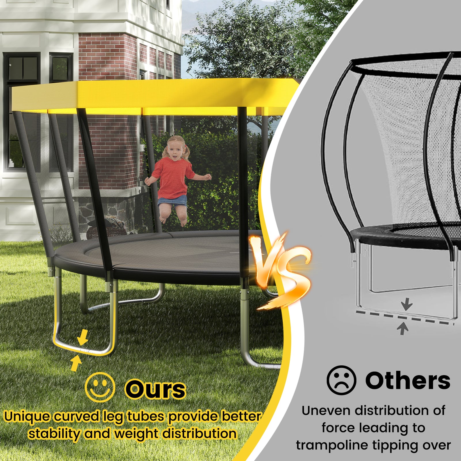 15 FT Outdoor Trampoline ASTM Compliant Recreational Trampoline with Non-Slip Ladder, Yellow Trampolines at Gallery Canada