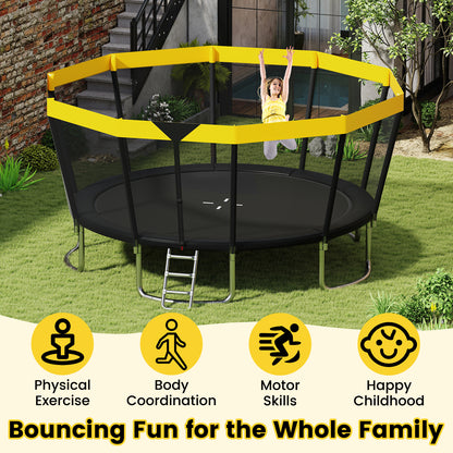 15 FT Outdoor Trampoline ASTM Compliant Recreational Trampoline with Non-Slip Ladder, Yellow Trampolines at Gallery Canada
