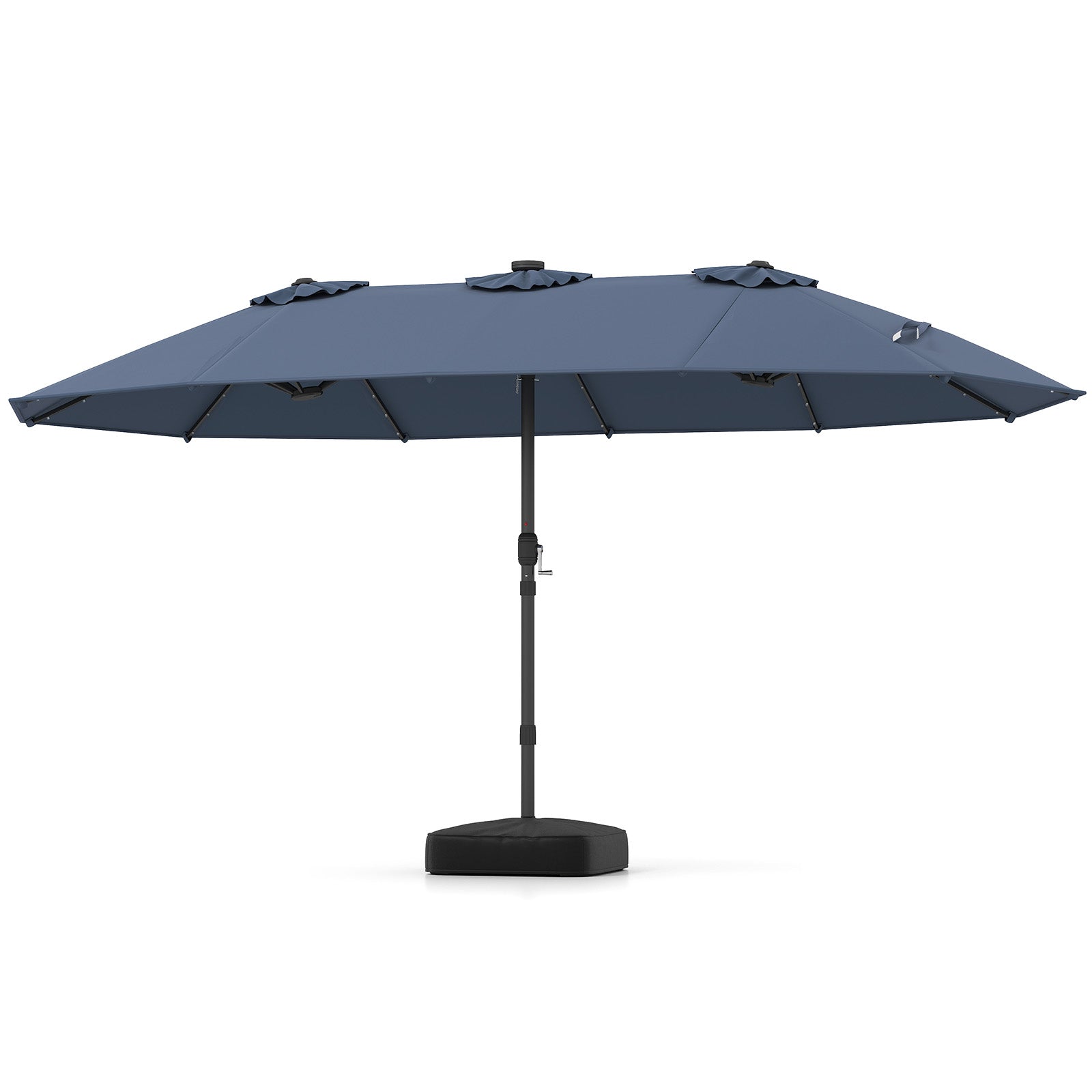 15 Feet Double-Sided Patio Umbrella, 48 Solar LED Lights, Gray Outdoor Umbrellas Gray at Gallery Canada