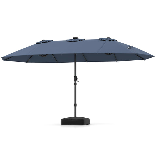 15 Feet Double-Sided Patio Umbrella, 48 Solar LED Lights, Gray Outdoor Umbrellas Gray at Gallery Canada