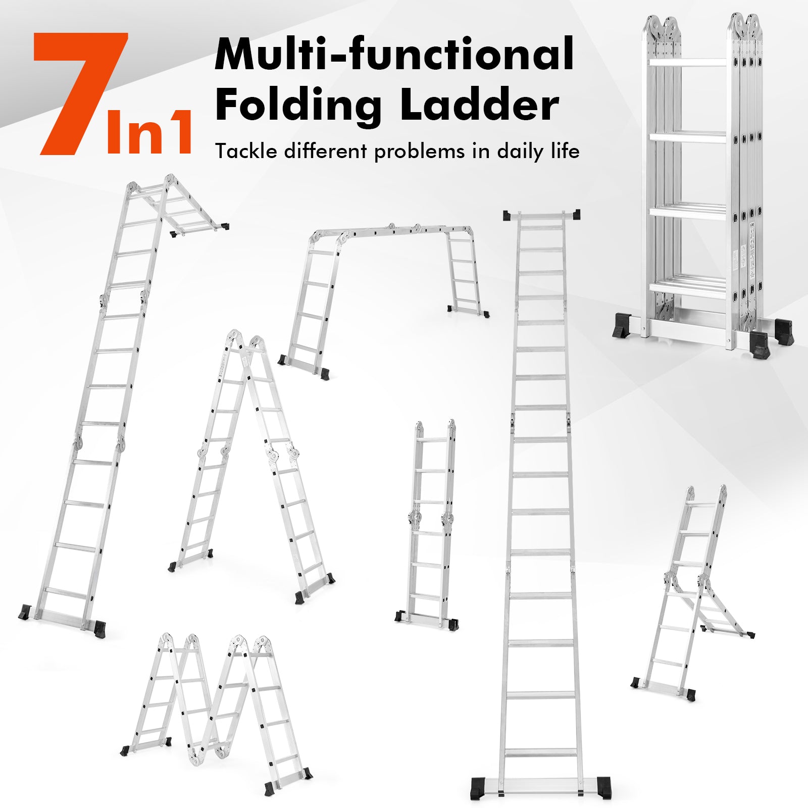15 Feet Folding Aluminum Ladder, Safe Locking Hinge Garages at Gallery Canada