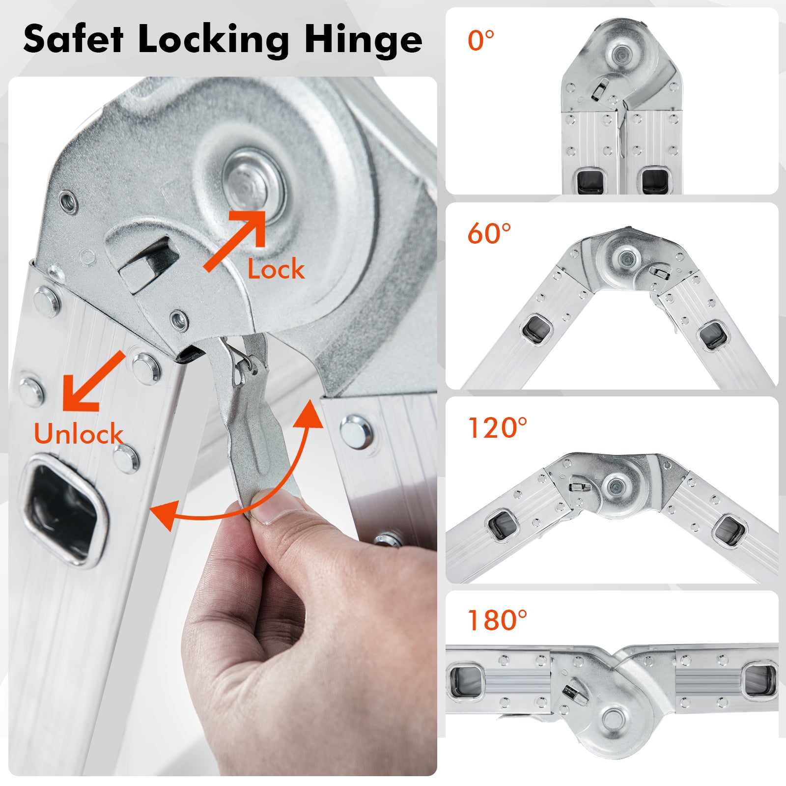 15 Feet Folding Aluminum Ladder, Safe Locking Hinge Garages at Gallery Canada