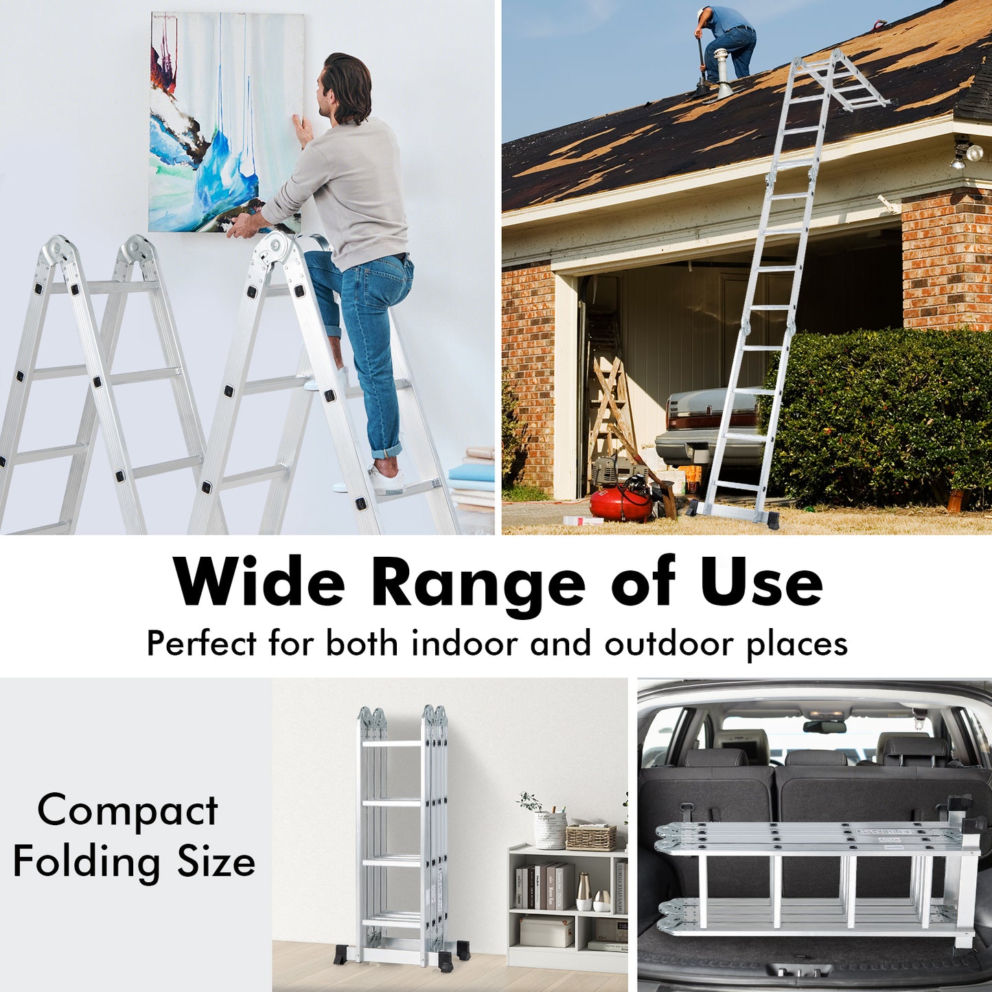 15 Feet Folding Aluminum Ladder, Safe Locking Hinge Garages at Gallery Canada