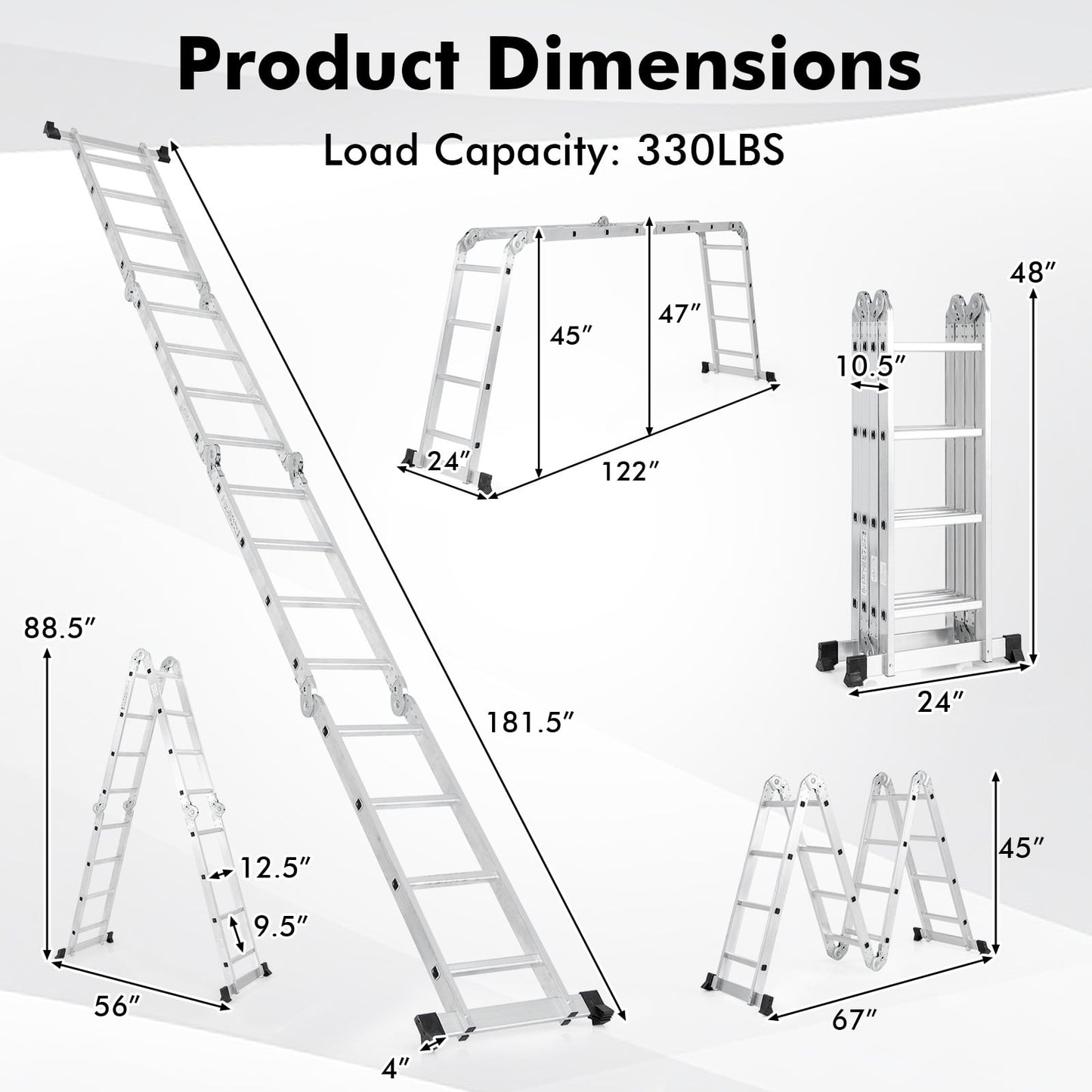 15 Feet Folding Aluminum Ladder, Safe Locking Hinge Garages at Gallery Canada
