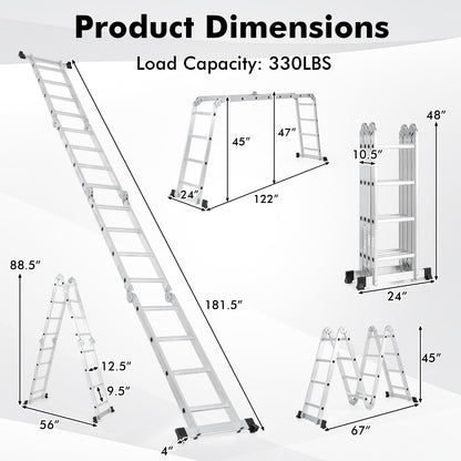 15 Feet Folding Aluminum Ladder, Safe Locking Hinge Garages at Gallery Canada