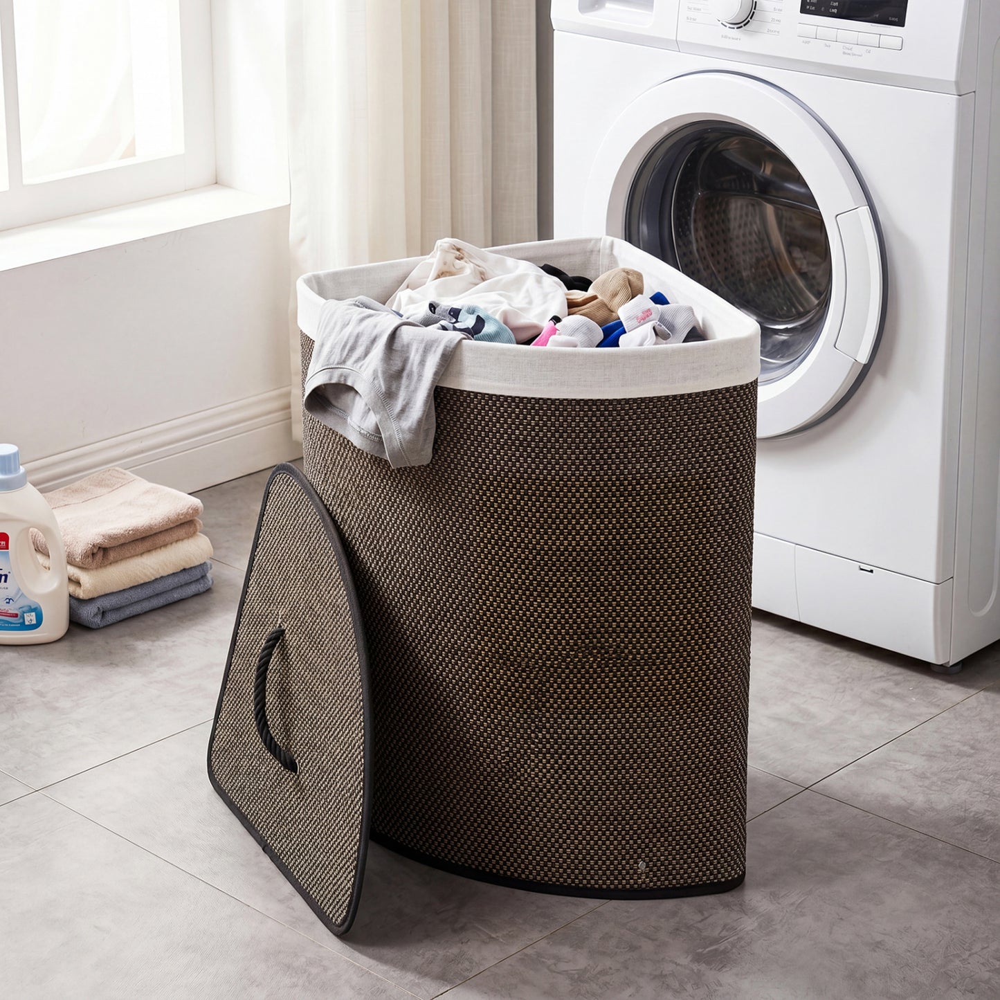 15 Gal Capacity Bamboo Laundry Hamper with Removable Liner, Black Laundry Baskets at Gallery Canada