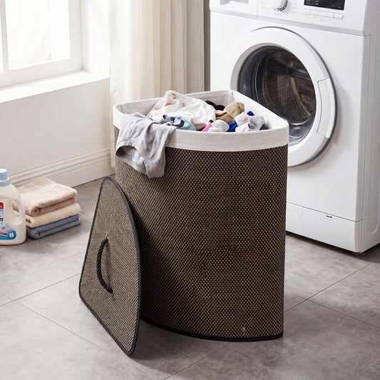 15 Gal Capacity Bamboo Laundry Hamper with Removable Liner, Black Laundry Baskets Black at Gallery Canada