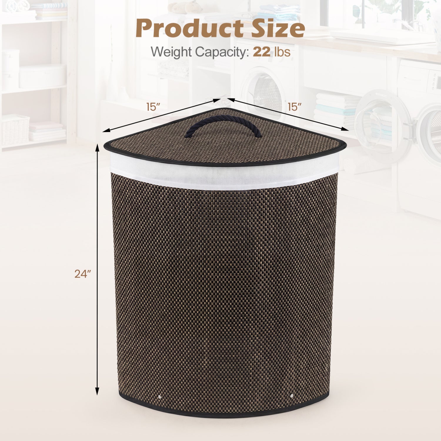 15 Gal Capacity Bamboo Laundry Hamper with Removable Liner, Black Laundry Baskets at Gallery Canada