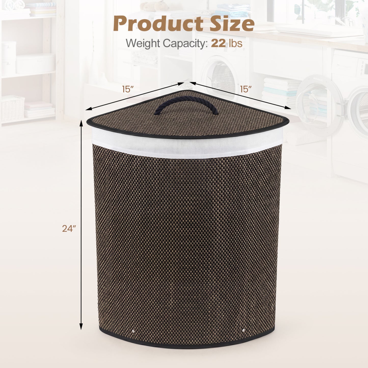 15 Gal Capacity Bamboo Laundry Hamper with Removable Liner, Black Laundry Baskets at Gallery Canada