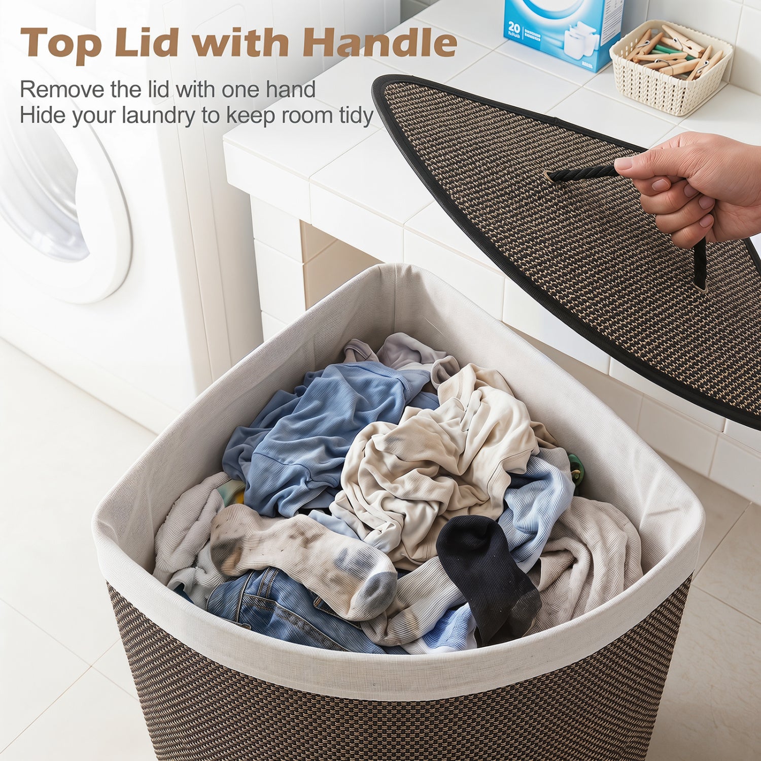 15 Gal Capacity Bamboo Laundry Hamper with Removable Liner, Black Laundry Baskets at Gallery Canada