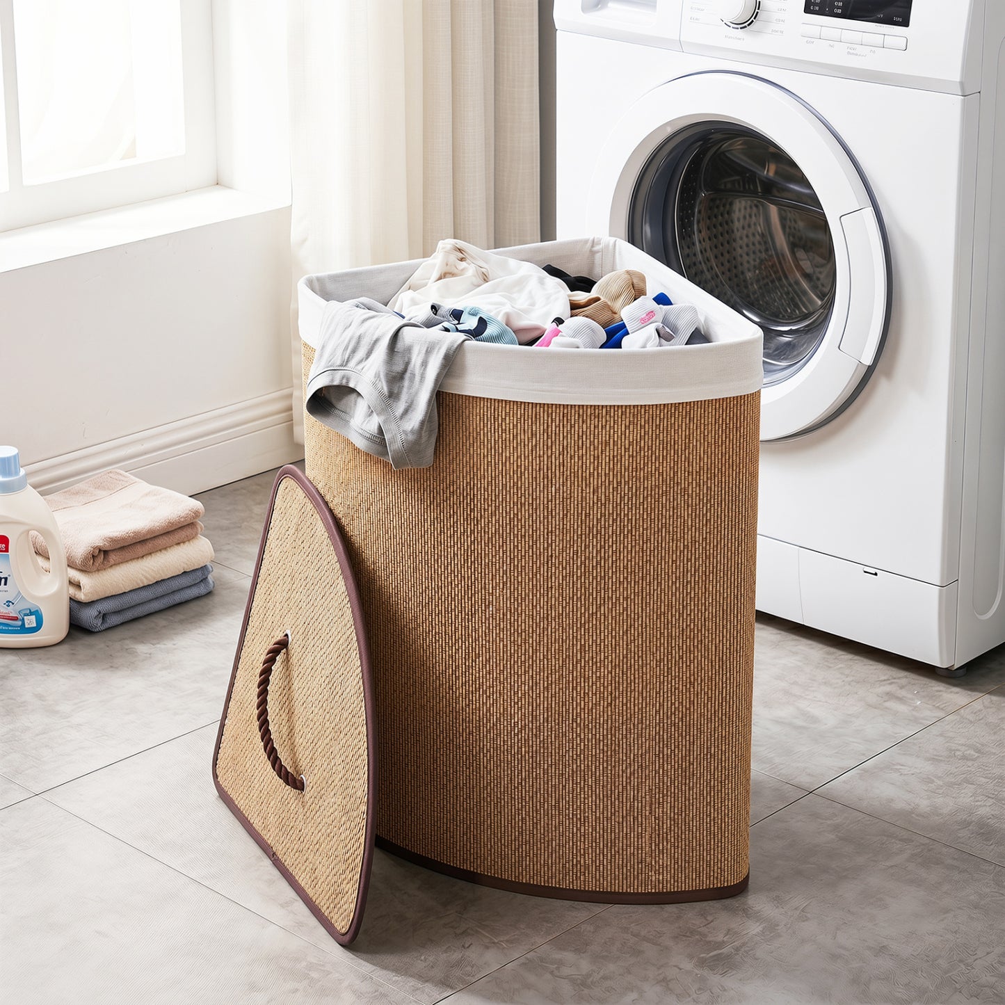 15 Gal Capacity Bamboo Laundry Hamper with Removable Liner, Brown Laundry Baskets at Gallery Canada