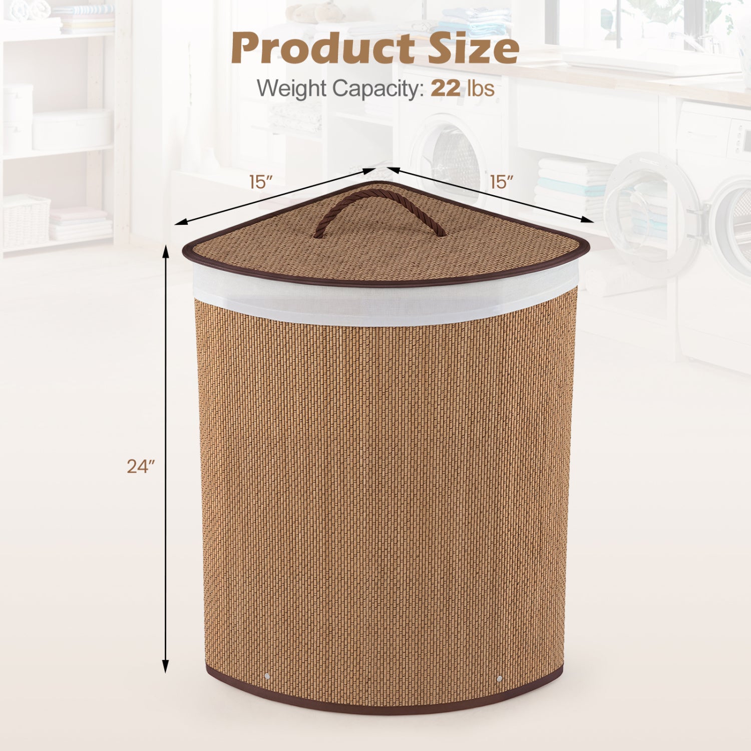 15 Gal Capacity Bamboo Laundry Hamper with Removable Liner, Brown Laundry Baskets at Gallery Canada