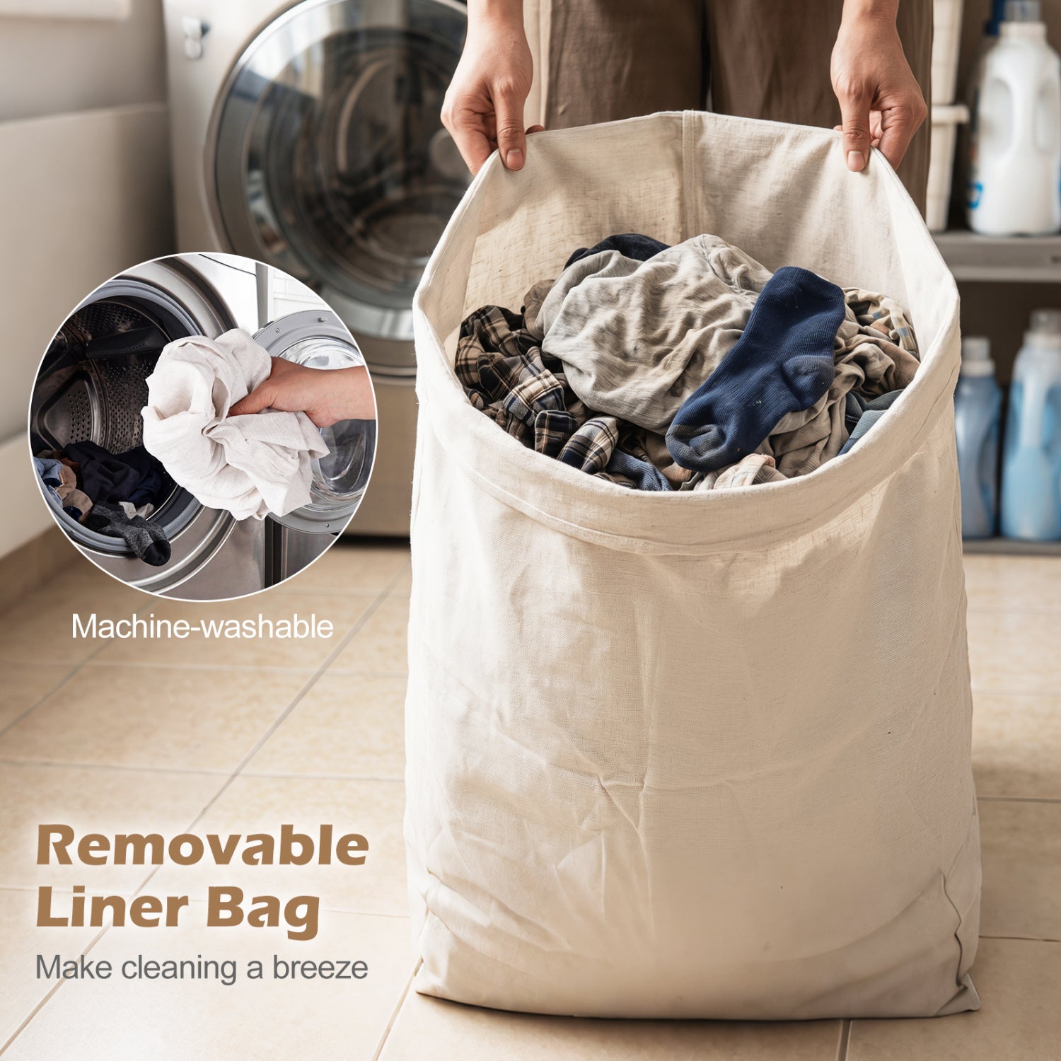 15 Gal Capacity Bamboo Laundry Hamper with Removable Liner, Brown Laundry Baskets at Gallery Canada