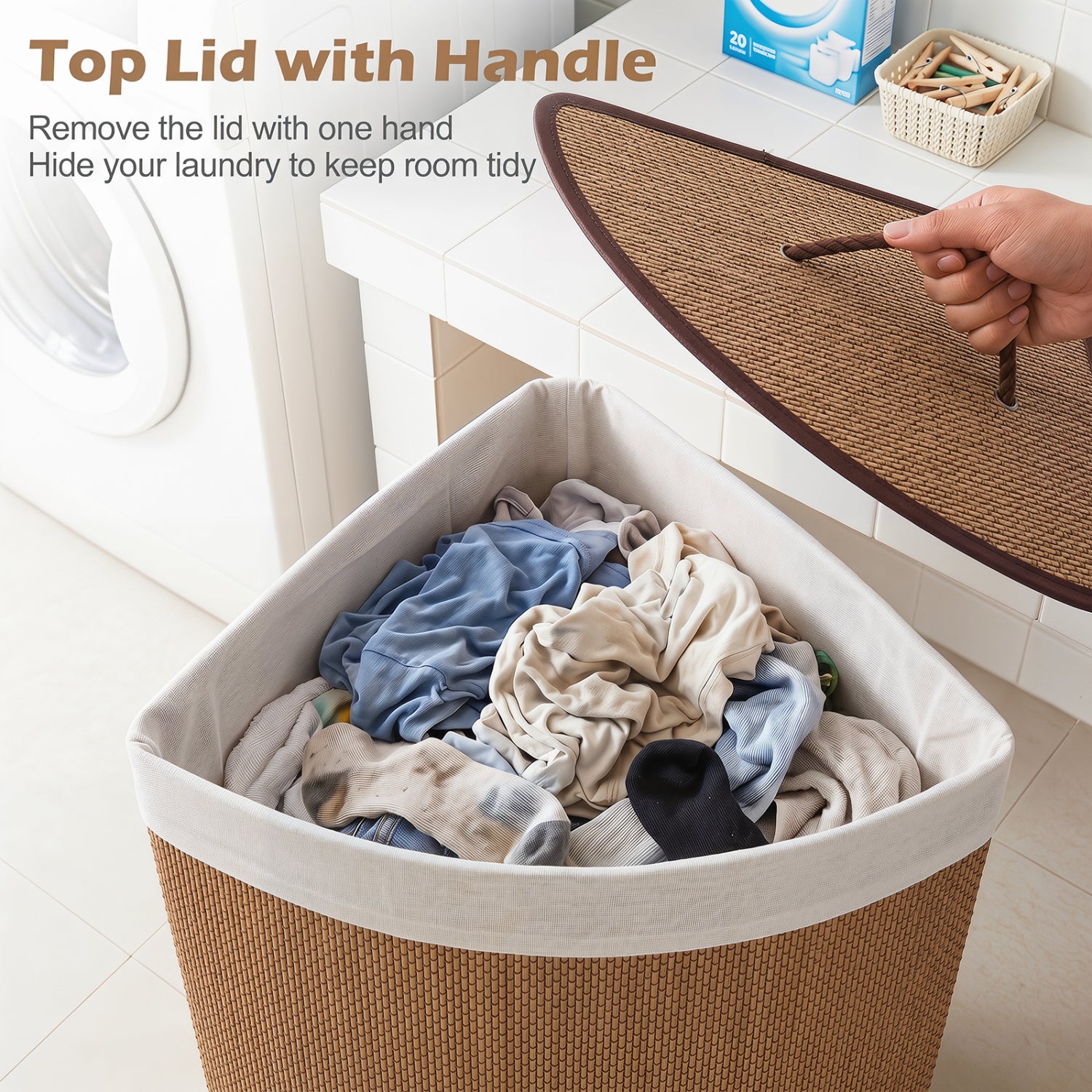 15 Gal Capacity Bamboo Laundry Hamper with Removable Liner, Brown Laundry Baskets at Gallery Canada
