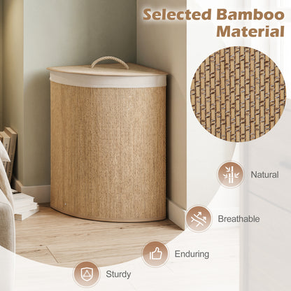 15 Gal Capacity Bamboo Laundry Hamper with Removable Liner-Natrual, Natural Laundry Baskets at Gallery Canada