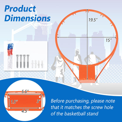 15 Inch Basketball Rim, All Weather Net, Orange Sport Equipments at Gallery Canada