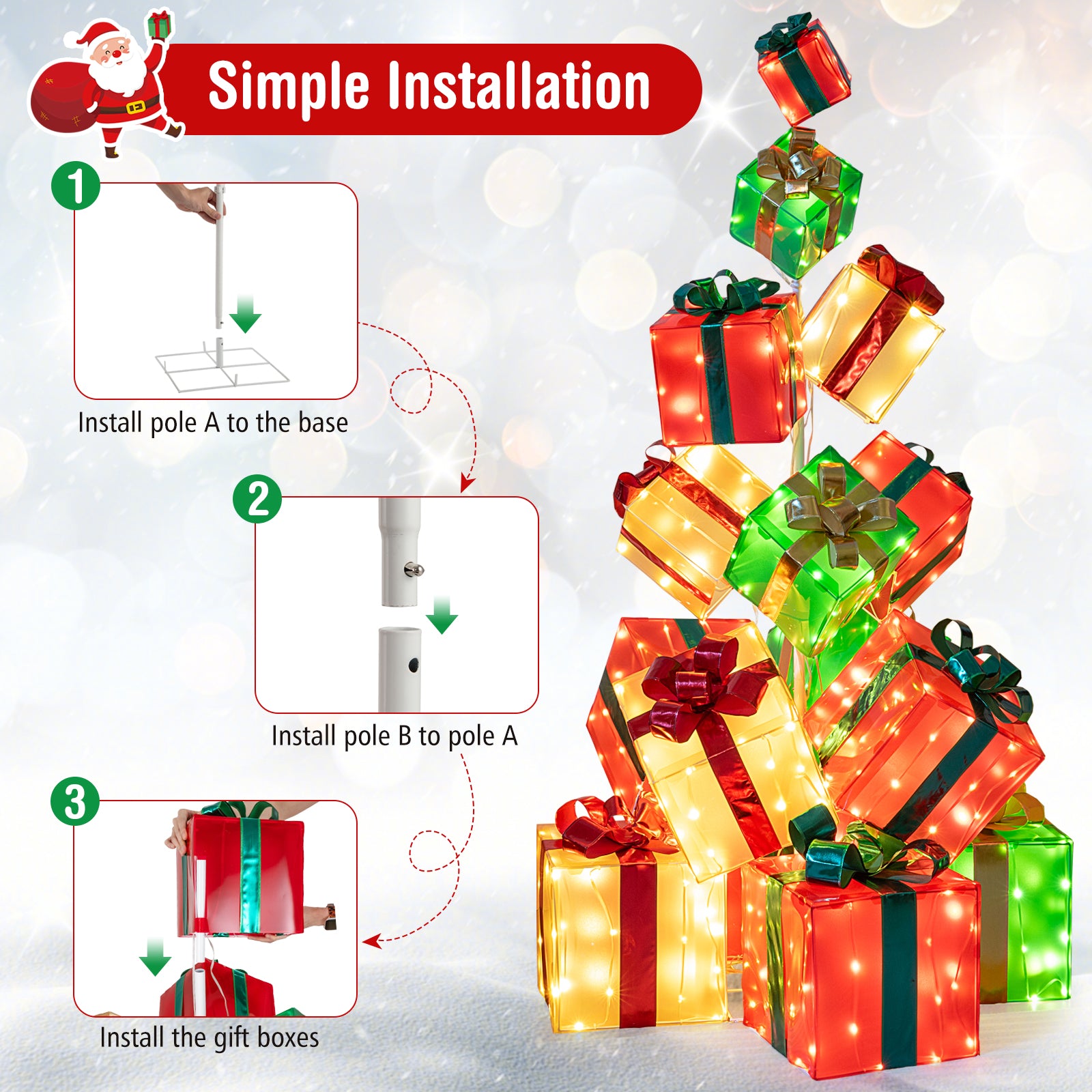 15 PCS Lighted Christmas Boxes, 483 LED Bulbs, Indoor Outdoor Christmas Decor & Accessories at Gallery Canada