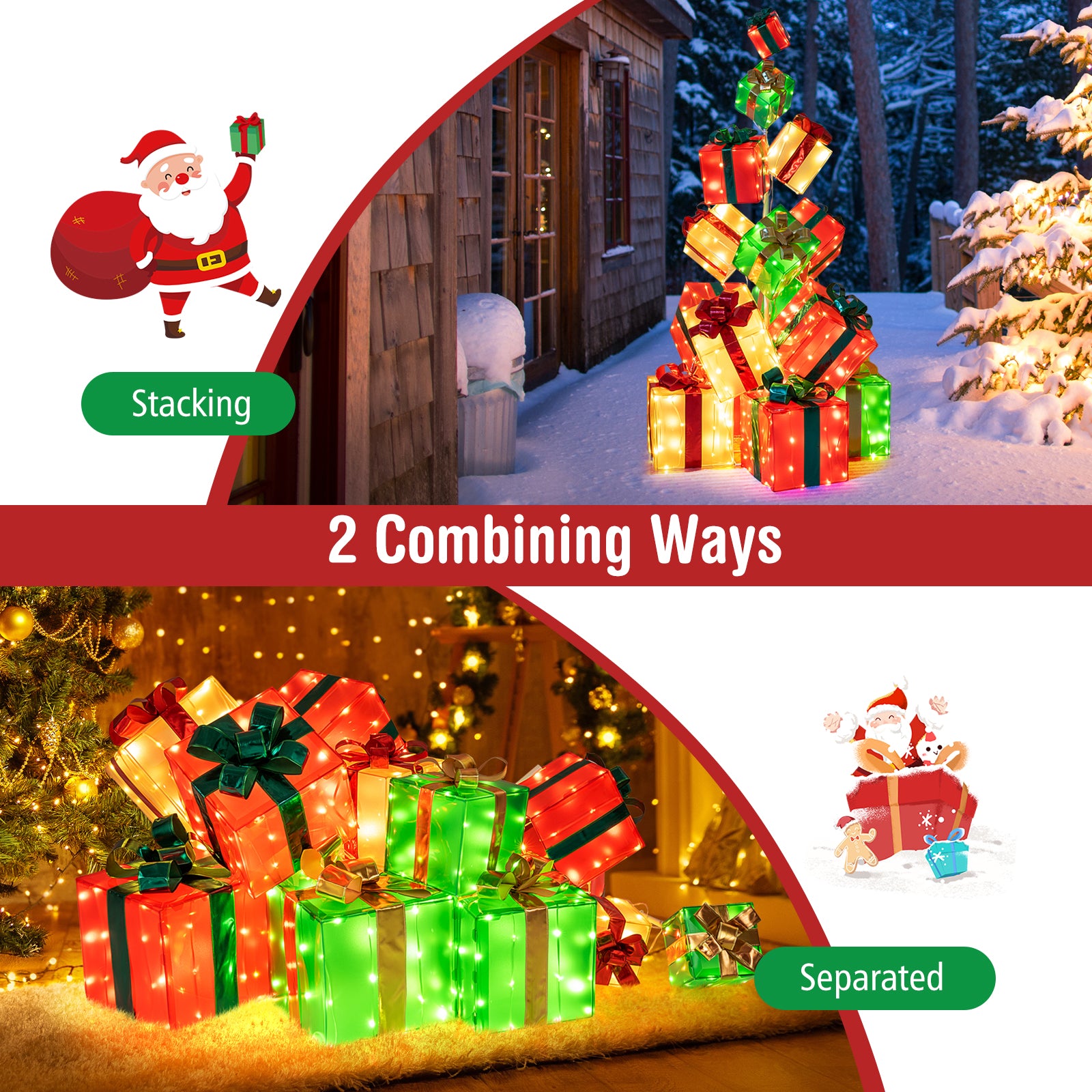 15 PCS Lighted Christmas Boxes, 483 LED Bulbs, Indoor Outdoor Christmas Decor & Accessories at Gallery Canada