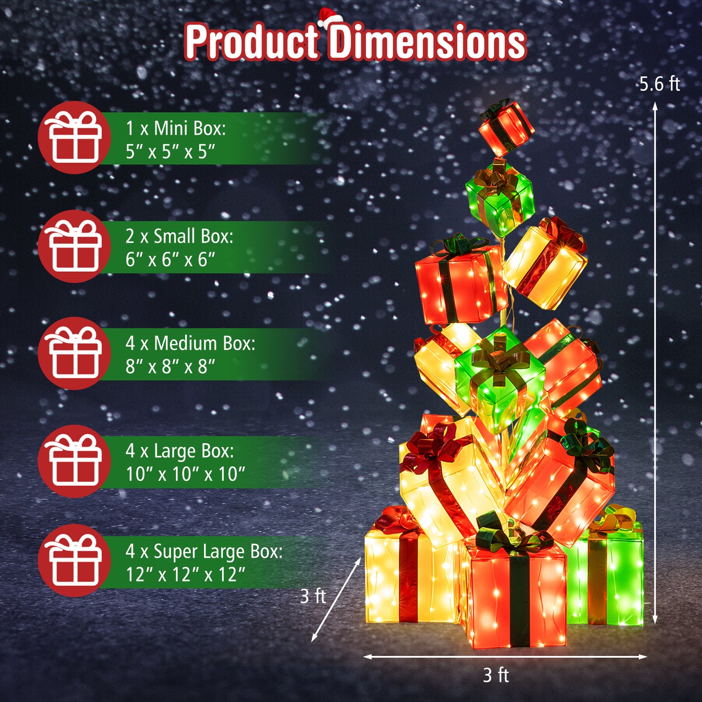 15 PCS Lighted Christmas Boxes, 483 LED Bulbs, Indoor Outdoor Christmas Decor & Accessories at Gallery Canada