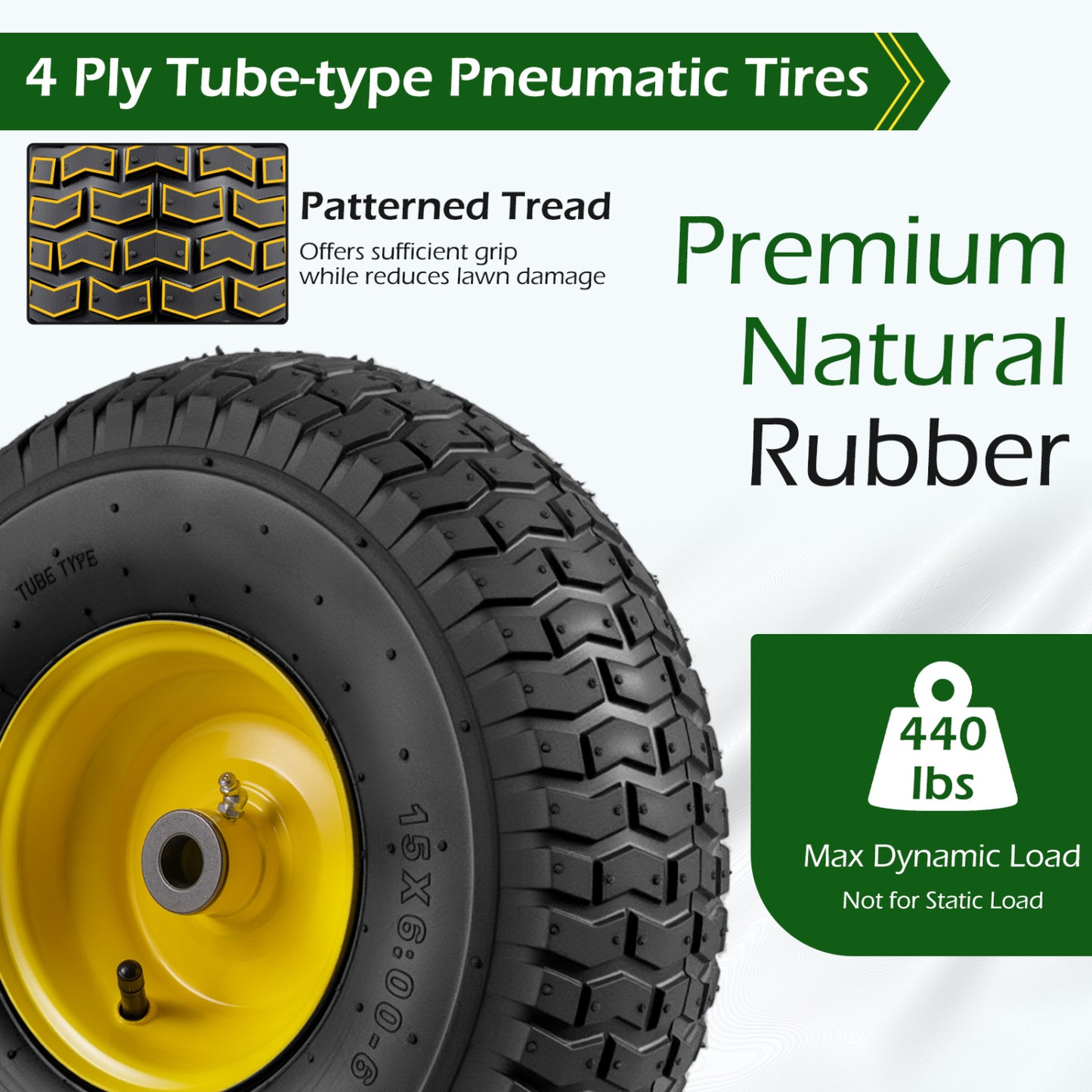 15 x 6.00-6 Tube-type Tires & Wheels 2 Pack 4 PR Tires, Yellow Garden Tools at Gallery Canada