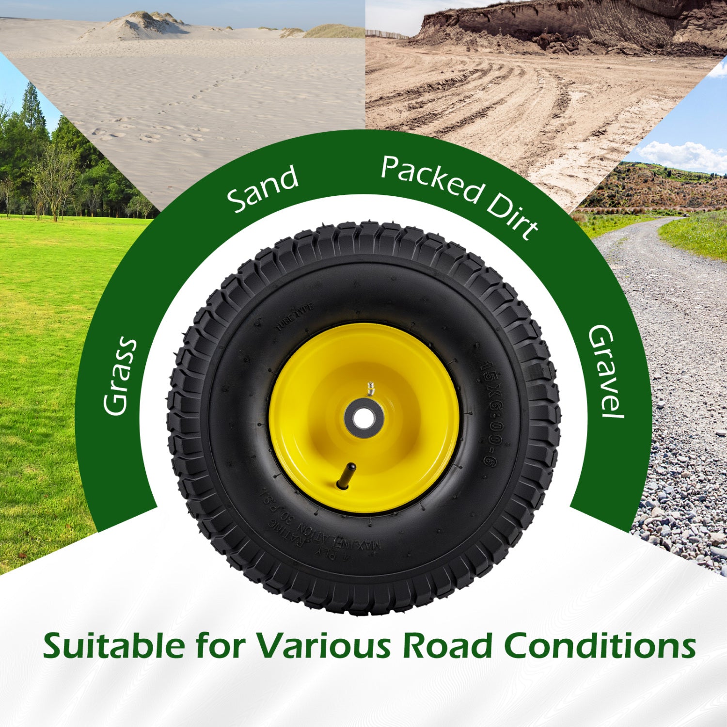 15 x 6.00-6 Tube-type Tires & Wheels 2 Pack 4 PR Tires, Yellow Garden Tools at Gallery Canada