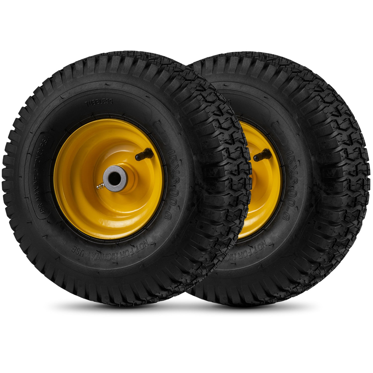 15 x 6.00-6 Tubeless Tires and Wheels 2 Pack 4 PR Tires, Yellow Garden Tools at Gallery Canada