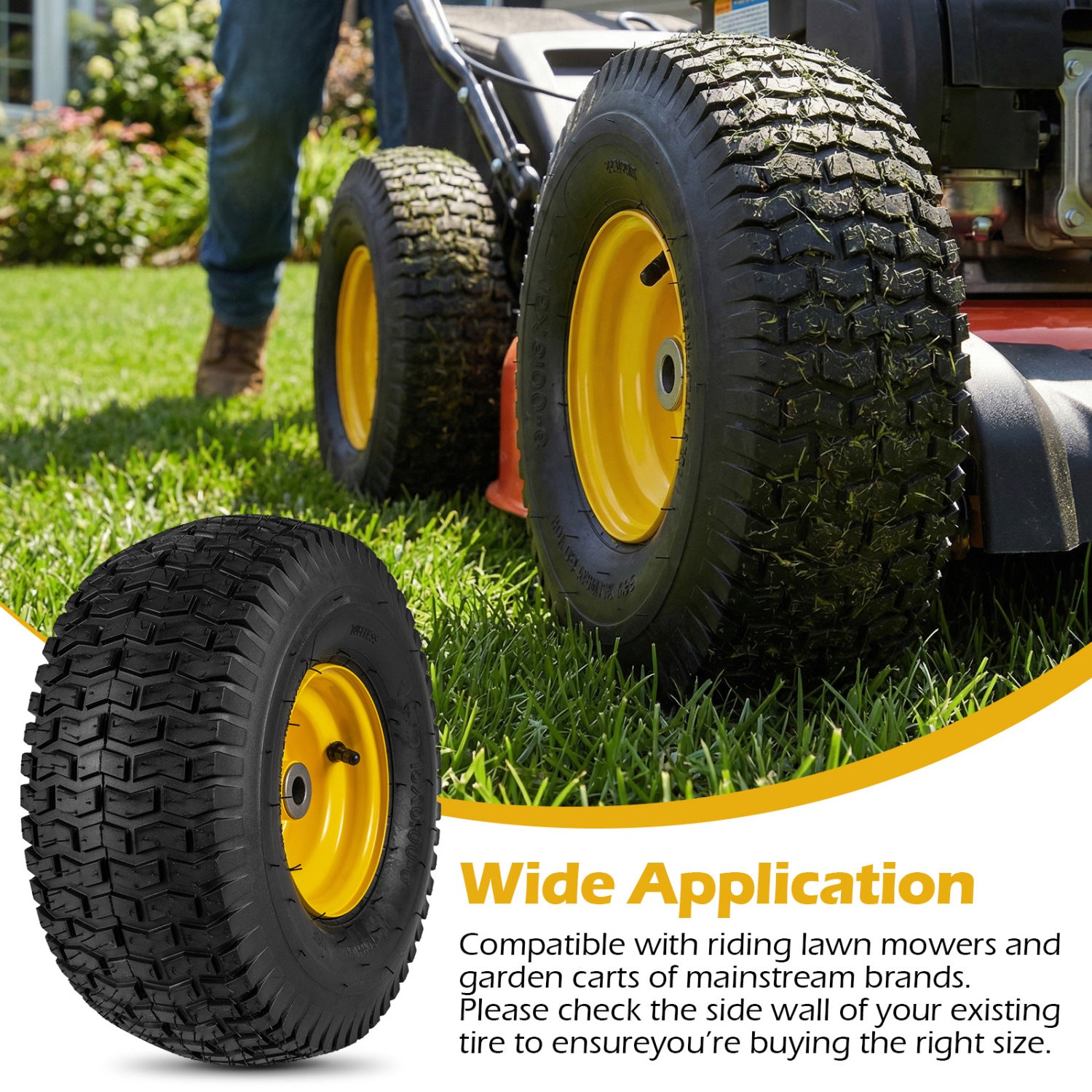 15 x 6.00-6 Tubeless Tires and Wheels 2 Pack 4 PR Tires, Yellow Garden Tools at Gallery Canada