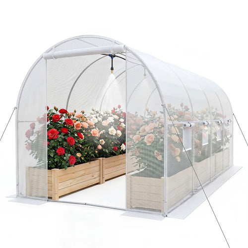 15x7x7 Ft Walk-In Tunnel Greenhouse, White